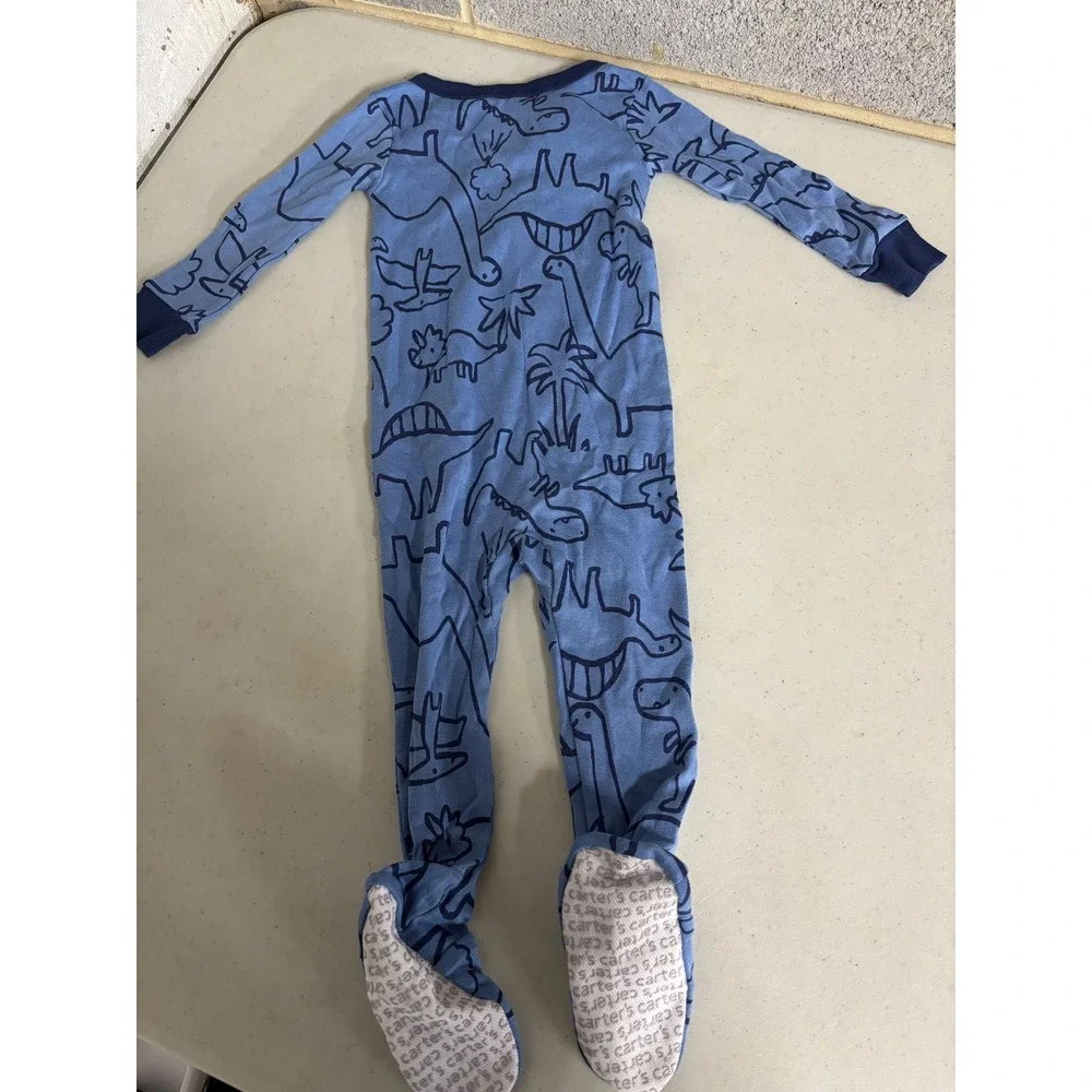 Carter's Blue Dinosaur Footed Pajamas Sleepsuit‎ 12 Months